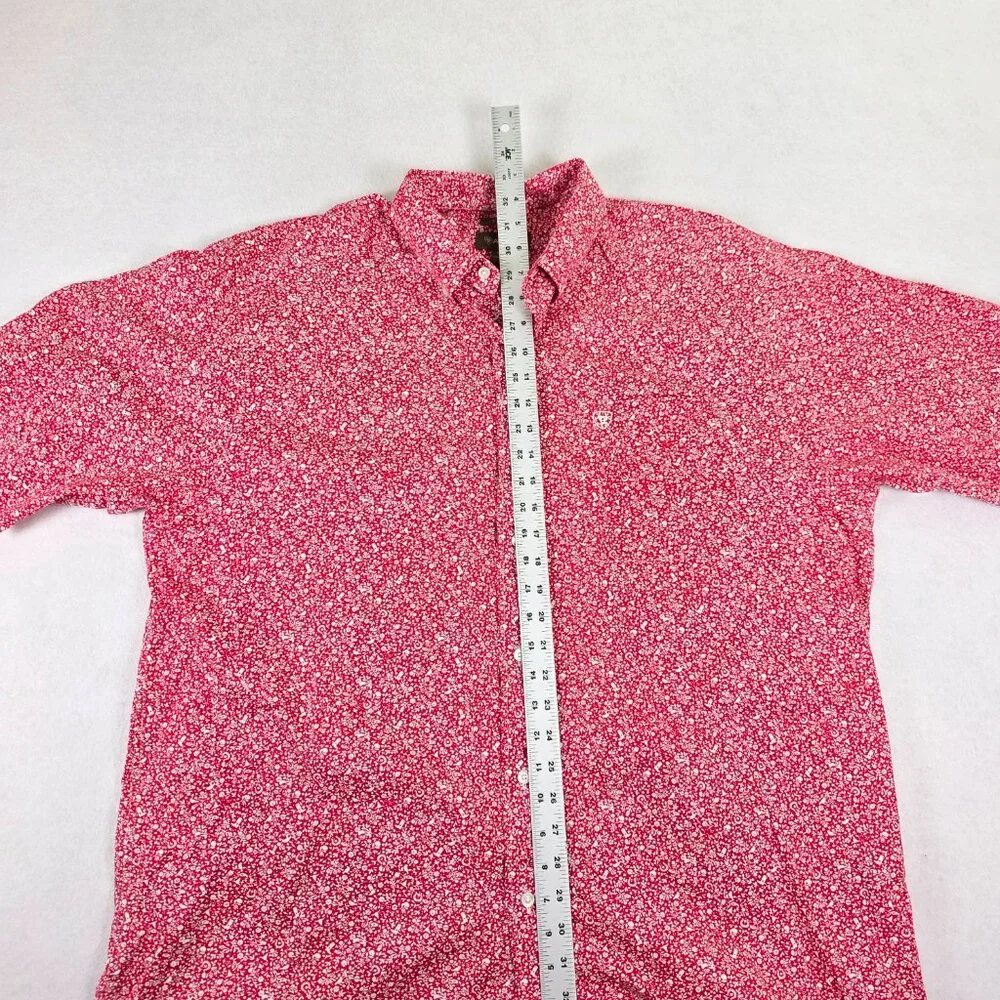 Ariat Red Floral Print Casual Button-Down Shirt - Picture 8 of 9